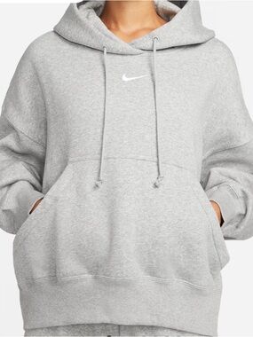 Nike Women's Grey Solid Hoodie Oversized Sweatshirt Size Medium Good NEW!
